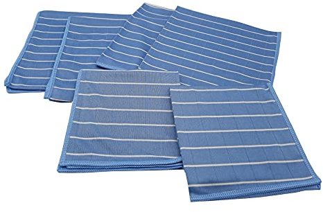 Aqua Laser Bambus Mikrofaser Glas - und Fenstertücher Poliertuch 6er Set (blau)