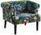 Atlantic Home Collection Charlie Sessel, Armlehnenstuhl mit Massivholzfüßen, Samt, Blumenmuster petrol, 74 x 86x 70