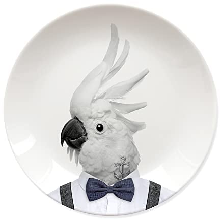 Wild Dining Dinner Plate I Funny Dinner Plate I 100% Ceramic I 9-inch Plate I Funny Plate with Goofy Pet Print I Novelty Tableware | Gift Idea Students | Dishwasher Microwave and Food Safe (Cockatoo)