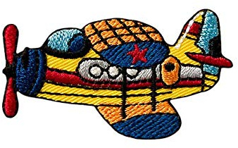 Mono-Quick Bügelbild Aufnäher Patch Applikation zum Aufbügeln Flugzeug 5,0 x 2,7 cm