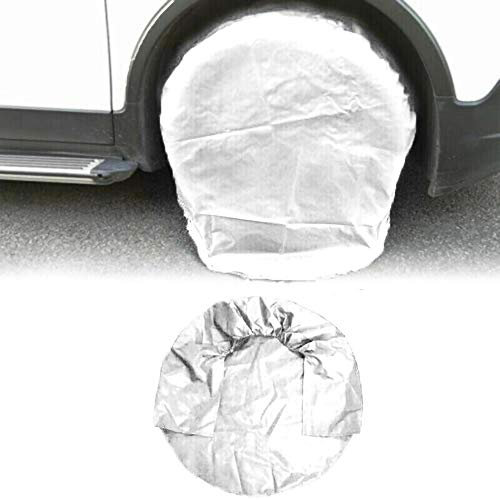 HNOOSTER Housses de Pneus - Protections Solaires Résistantes Aux Intempéries Roue RV Auto Camion Voiture Camping-Car Étanche 210D Tissu Oxford Argent 32