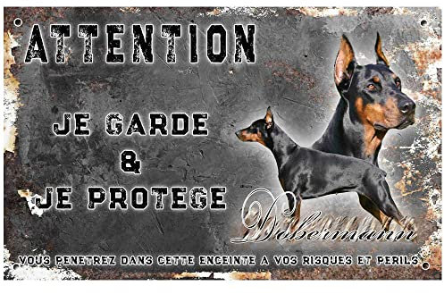Pancarte attention au chien personnalisée femelles dobermann - pré perforée et vis fournies. De 30 cm à 15 cm…