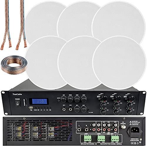 1200W Bluetooth Sound System 6x 120W Slim Ceiling Speaker 6 Zone Mixer Amplifier