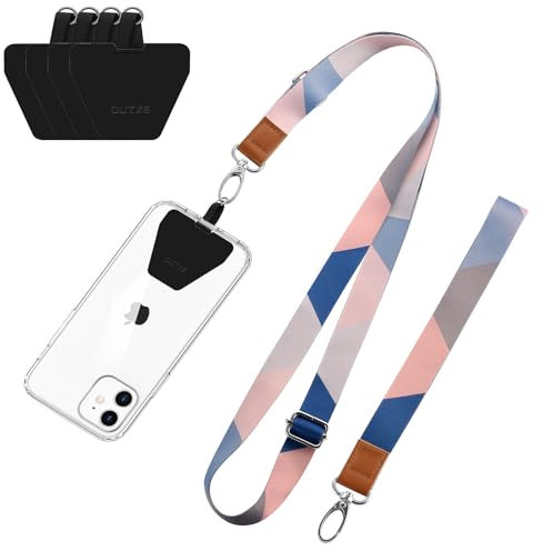 OUTXE Mobile Phone Key Strap 4 x Pads 1 x Adjustable Neck Strap 1 x Wrist Strap Nylon Compatible with All Smartphones