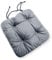 4L Textil 4er Set Stuhlkissen mit Bändern Indoor & Outdoor Sitzkissen 45x45 Gartenstuhlauflagen Sitzauflagen Bodenkissen 40x40 (Grau, 4er Set | 40x40 cm)