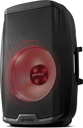 Gemini Sound As-2115Bt-Lt Active Bluetooth Pa System, 15 Inch Woofer 2000W Watts Dj Speakers, Led Party Lights, Sd, USB, Xlr Input/Output, 2 X 1/4 Inch Microphone/Rca And Aux Inputs, Tws