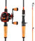 One Bass Angelrute und Spulenkombination, mittelschnelles Baitcasting-Kombination, 24 Tonnen Kohlefaser, 2 Stück Angelruten mit Baitcast-Rolle, Super-Polymer-Griff, Orange, 1,8 m Rechtshänder