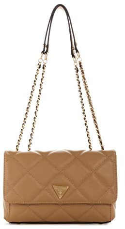 GUESS Damen Convertible Flap Cessily umwandelbare Crossbody-Klappe, Beige
