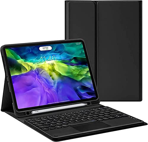 ZKAIAI Custodia iPad PRO 10.5 2017 e iPad Air 3 10.5 2019 con Tastiera, trackpad Tastiera Rimovibile con portamatite - Tastiera touchpad Bluetooth Wireless-Smart Cover (iPad 10,5 Pollici, Nero)