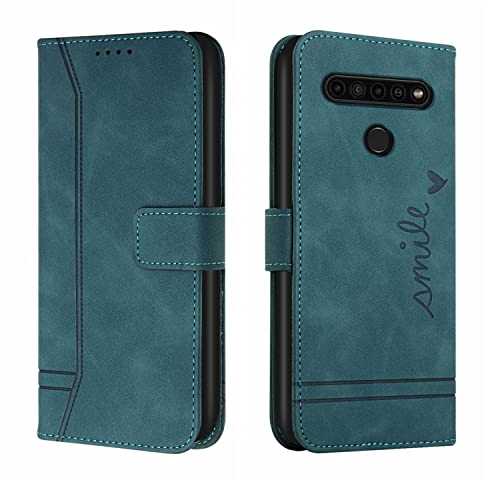 QIWEIQING Kompatibel mit LG K41S Hülle Leder, Klapphülle HandyHüllen Handytasche Case für LG K41S / LG K51S, Flip Schutzhülle Flip Case für LG K41S / LG K51S Green HX