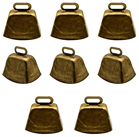 Pinenjoy Kupferglocke, 4 cm, 40 mm, Bauernhoftier-Glocke, Bronze, Kuh, Pferd, Schaf, Hund, Katze, Ziege, Anti-Verlust-Glocke für Haustierhalsband, Zubehör, Weihnachtsdekoration, 8 Stück, Kupfer Eisen