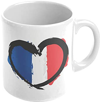 Mygoodprice MUG en céramique au motif France Drapeau Coeur