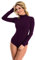 Magi Body da donna a maniche lunghe, con scollo a mezza collo, taglie basic, viola., S