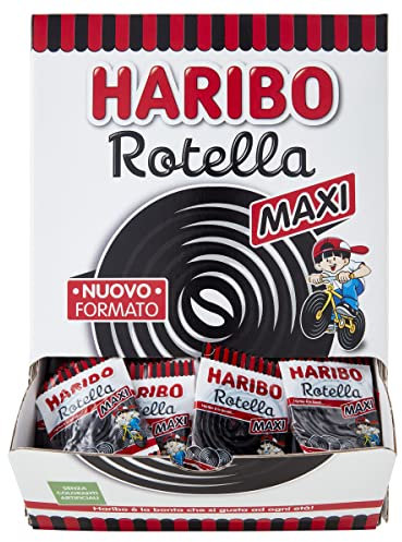 Haribo Maxi Rotella, Caramelle Gommose Incartate Singolarmente, Gusto Liquirizia, Ideali Per Feste - 200 Pezzi Da 13gr [2600gr]