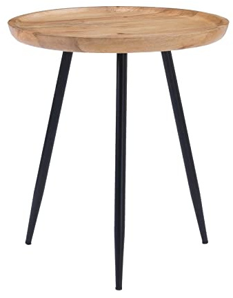MH London Side Table - Dilan Tri Pin Small Table. Exclusively Designed Hand-Crafted Small Nightstand. Solid Wood Round End Table. Modern Natural Bedside Table for Bedrooms, Living Room and Home Office