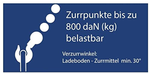 Aufkleber Hinweis Ladungssicherung Zurrpunkte bis zu 800 daN (kg) Schild Folie selbstklebend | Größe wählbar Made in Germany, Größe: 10x20 cm