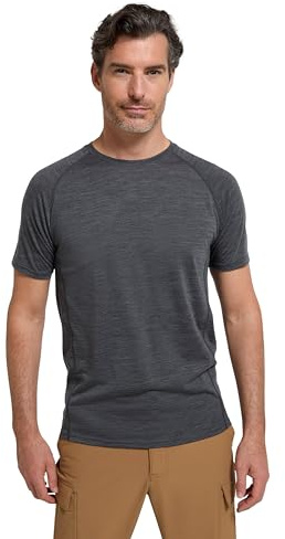 Mountain Warehouse Summit Mens Merino Baselayer T-Shirt – Extra Warm Wool, Round Neck Tee, Short Sleeves – Ideal to Wear As A Thermal Top in The Winter Dark Grey (02) S