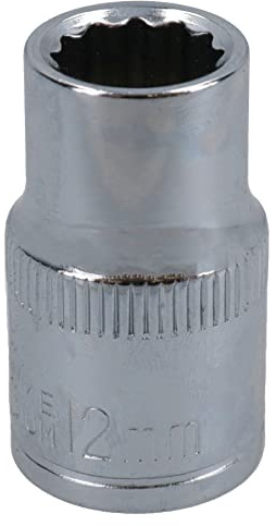12mm 1/2in Drive Shallow Metric MM Socket 12 Sided Bi-Hex Knurled Ring