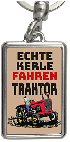 speecheese Echte Kerle fahren Traktor Schlüsselanhänger in Braun als Geschenk für echte Landwirte und Bauern die ihren Job lieben und das Dorfleben leben wie kein andereres Dorfkind