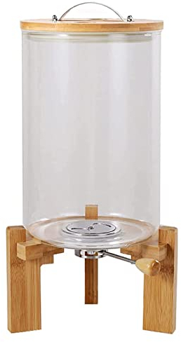 Reisspender aus Glas mit Ständer, Lebensmittelbehälter aus Glas für die Organisation von Küchenvorräten, Mehl- und Müslibehälter mit luftdichtem Deckel und Bambusständer, 7,5 l