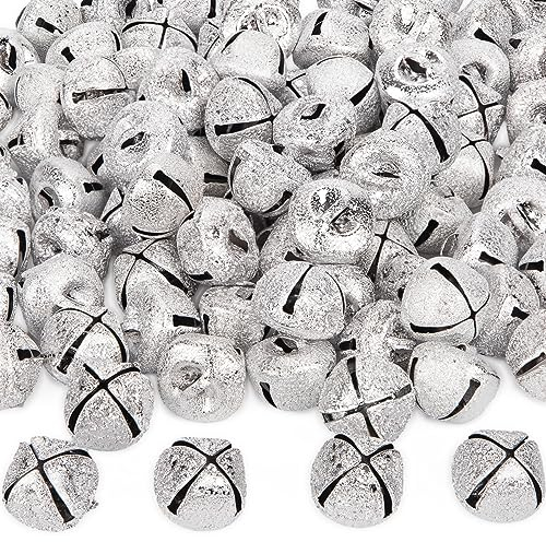 Shindel 100 Stück Weihnachtsglöckchen, Bastelglocken, 2,5 cm, einzigartige silberne Glocken für Weihnachtsbaum, Heimdekoration