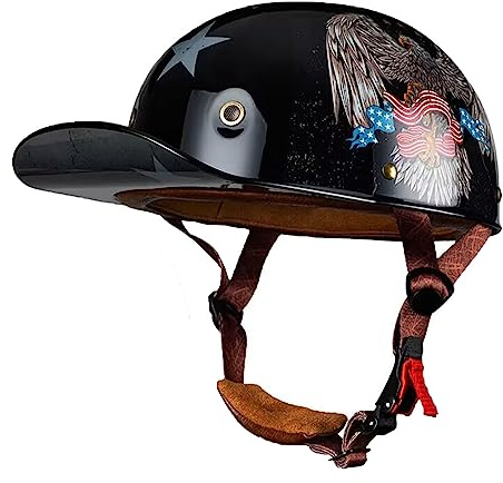 Casque De Moto Casquette De Baseball Vintage Demi-Casque Jet Casque Demi-Coque Casque Léger Homologué ECE Pilot Open Face Scooter Cruiser Casque pour Homme Et Femme