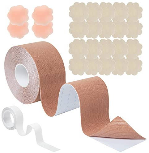 Chalier Cmfort Boob Tape Reggiseno Adesivo Invisibile Push Up Copricapezzoli Senza Spalline Reggiseno Adesivo Silicone Push Up Riutilizzabile Reggiseno