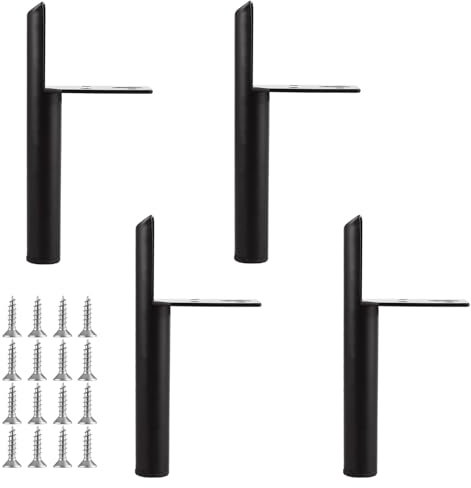 LOLYSIC 4 Stück 13cm Ersatz Möbelfüße schwarz Metall, geeignet für Sofas, TV-Schränke, Bänke, Nachttische, Schränke usw