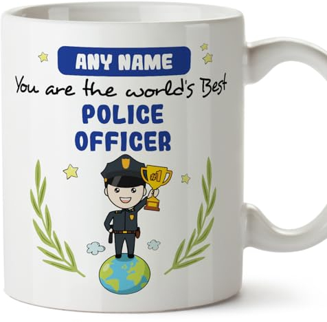 MUGFFINS Personalised Mug for Police Officer Man - in English - You are World's Best - Funny Custom Gift for Colleagues - Ceramic 11oz Mug