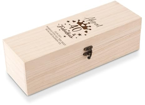 ukgiftstoreonline Personalised Wooden Wine or Champagne Box Birthday Gift For Her 18th, 21st, 30th, 40th, 50th 60th, 70th