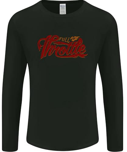 Full Throttle Motorcycle Biker Motorbike Chopper Mens Long Sleeve T-Shirt Black XL