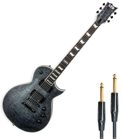 ESP LTD EC-401 QM STBLKS E-Gitarre See Thru Black + keepdrum Klinkenkabel