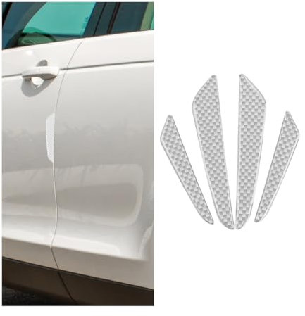 CGEAMDY 4 Pieces Car Door Bumper Protector, Carbon Fiber Car Door Protector Strips, Universal Car Bumper Guard Anti-Scratch Protector Trim Stickers, Exterior Accessories for Most Cars(Silver)