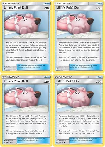 Lillie's Poke Puppe 197/236 - Cosmic Eclipse - Pokemon Trainer Card Lot x4, klein