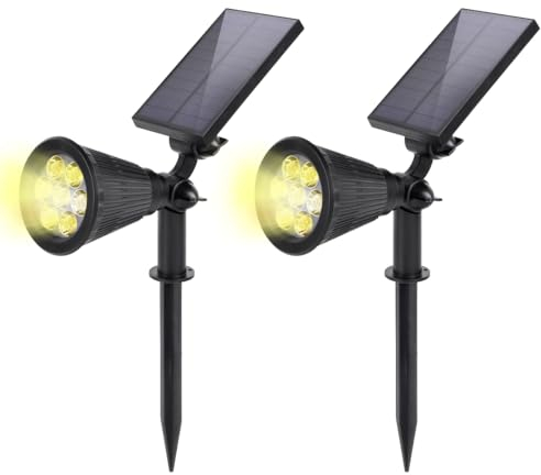 SALCAR 2 Stück Solarlampe für außen mit Erdspieß, Solarleuchten für Außen mit 1800 mAh Akku, Solar Wegeleuchten - Warmweiß