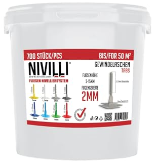 Nivilli SPINNY - 700x BIG PACK. Système de nivellement de haute qualité technique pour carreaux, dalles d'extérieur et pierres naturelles. 2mm de largeur de joint-épaisseur du matériau 3-15mm