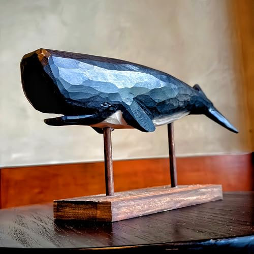 BEAULEMNA Wal-Modell aus Holz mit Ständer, niedliche Walstatue, dekorative Wal-Skulptur, Strandküstenmotive, Ornamente für Zuhause, Büro, Regal, Decktop, Küche, Kinderzimmer, Geschenk für