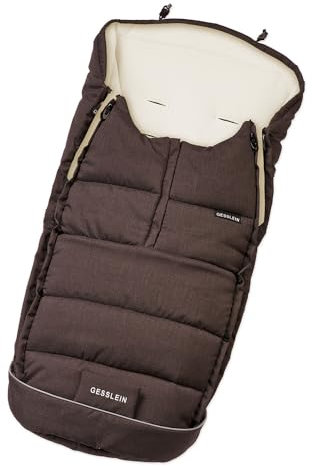 Gesslein Fußsack Igloo, Babyfußsack (mitwachsend & rutschsicher, geschützter Kopfbereich, pflegeleichter Fußsack Kinderwagen), schwarz-kupfer