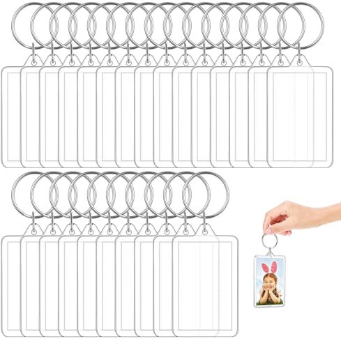 Porte-Clés Photo, Porte-Clé Acrylique Transparent, Porte-Clés Photo en Acrylique, Porte Clef Photo Vierge en Acrylique, Porte Clés Cadres Photo Transparents, Porte Clef Photo Transparent Vierge, 25PCS