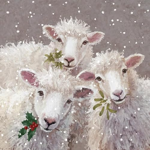 20 Servietten Winter Neugierige Schafe als Tischdeko. Papierservietten mit Motiv. Auch für Decoupage und Serviettentechnik 33x33cm