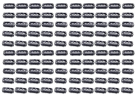 100 Stück 2,3 cm Snap Clips in Metall U-Form für Haarverlängerungen Perücken Zubehör Werkzeuge (schwarz)
