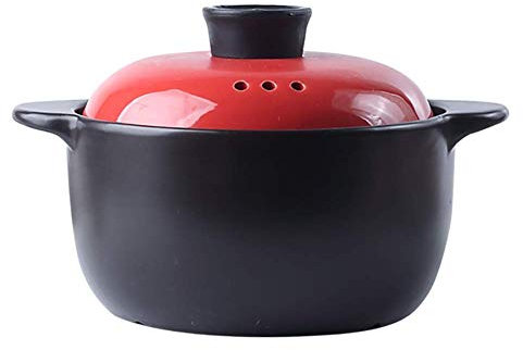 HLDMUXBF Cazuela de cerámica for utensilios de cocina, olla de barro, sopa saludable, fondue, cazuela con tapa colorida, olla de cocción lenta, color amarillo, 2,64 qt Olla
