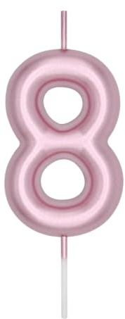DERVENTA Number Candle Rose Gold 2.36 inch Party Celebration Anniversary Decoration Perfect Birthday Brunch Dessert Cake Topper 1 Piece (Number 8 Rose Gold)