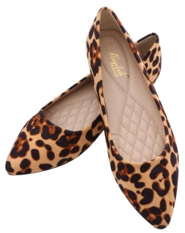 COLLBATH Leopard Print Women Flat Heels Shoes Ladies Summer Slip Shoes Pointed Toe for Women
