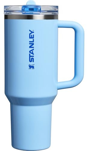 Stanley Quencher - Vaso H2.0 con asa y popote, 40 onzas, tapa Flowstate de 3 posiciones, portavasos compatible para viajes, vaso de acero inoxidable aislado, sin BPA, color aciano brillante