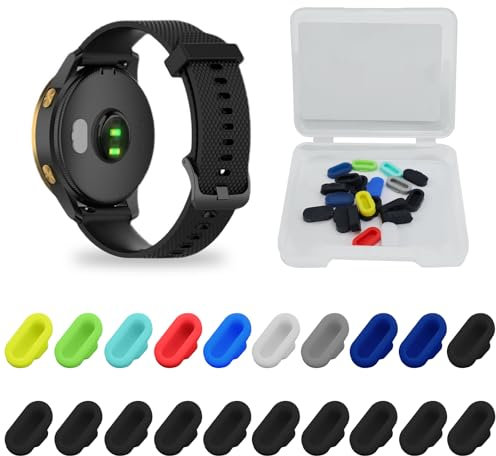 20-Stück Silikon Ladeanschluss Staubstecker für Garmin Fenix 8/7/7 Pro/6/5, Venu 3/3s/2, Instinct 3/2/2X, Vivoactive 5/4/4s/3, Forerunner 965/265/165/55, Epix 2 Pro Mehrfarbig