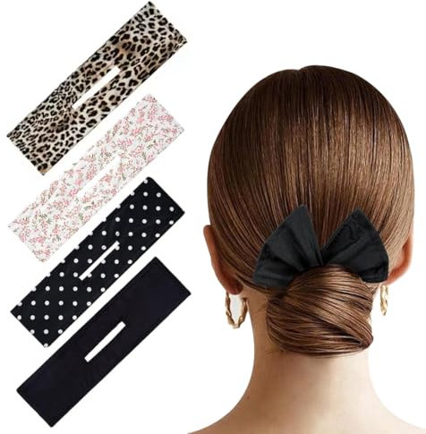 OUDQFCJ 4 Stück Hair Bun Roller Französisch Haarknotenmacher Haarschmuck Haarknoten Maker Haarband Geschickt Schneller Wiederverwendbarer (Mehrfarbig) French Twist
