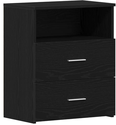 vidaXL Nachttisch aus schwarzem Eichenholz 50x32x60 cm, gefertigt aus Holzwerkstoff