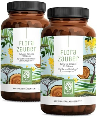 NATURTREU® Kulturen Komplex magensaftresistent & vegan - 23 Bakterienstämme | ohne Inulin - Komplex u.a. mit Lactobacillus & Bifidobakterien, Vorteilsbundle 2er Paket - 120 Kapseln