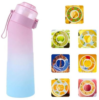 Bouteille d'eau de sport de 650 ml avec 7 capsules de saveur, fabriquée en matériau tritan et la saveur naturelle de fruits extraite rend l'eau potable sûre et savoureuse. 0 sucre 0 calorie. (Violet